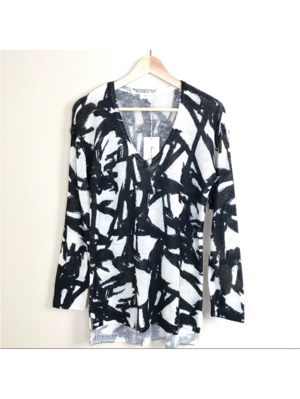 Vince Camuto Black and White Marled Knit Sweater